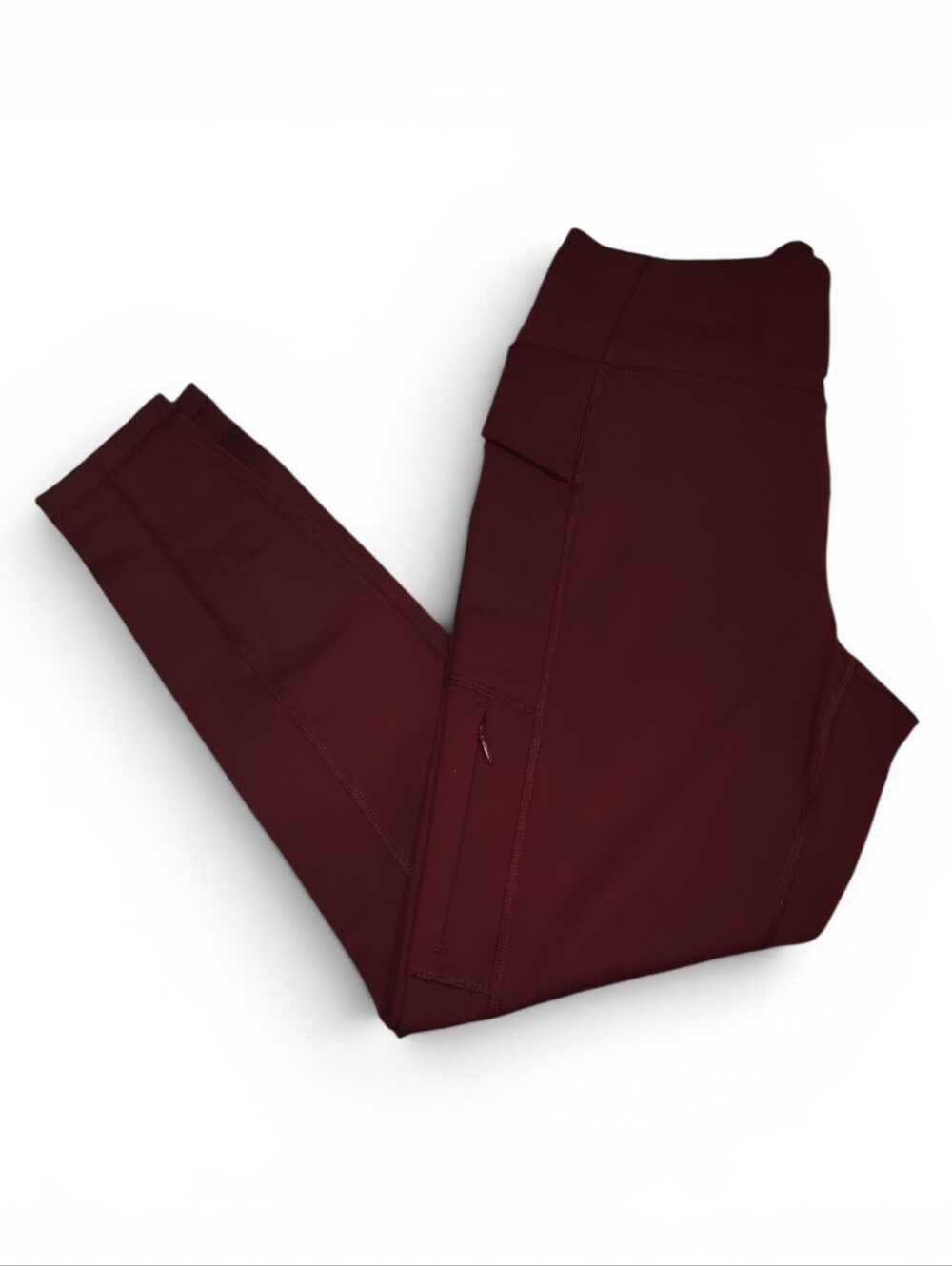 Avalanche Large High-Waist Maroon Workout Leggings with Side Pocket - Picture 7 of 8
